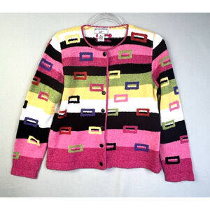 South Cotton Light Cardigan Sweater Women Small Pink Black Colorful Business